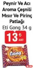 ETİ GONG PEYNİR VE ACI AROMA ÇEŞNİLİ MISIR VE PİRİNÇ PATLAĞI 34 G fiyat ve kampanya bilgisi